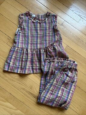 Kids Plaid Two-Piece Set - Pink Multi